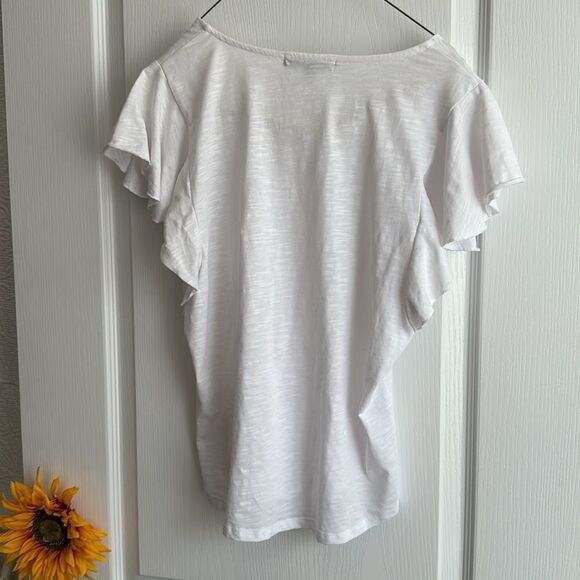 Adrienne Vittadini White Top - L - with Embellished Detail - Picture 5 of 5